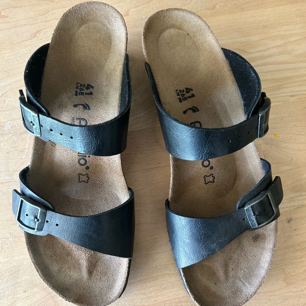 Birkenstock Black Wedge Sandals with Adjustable Straps
